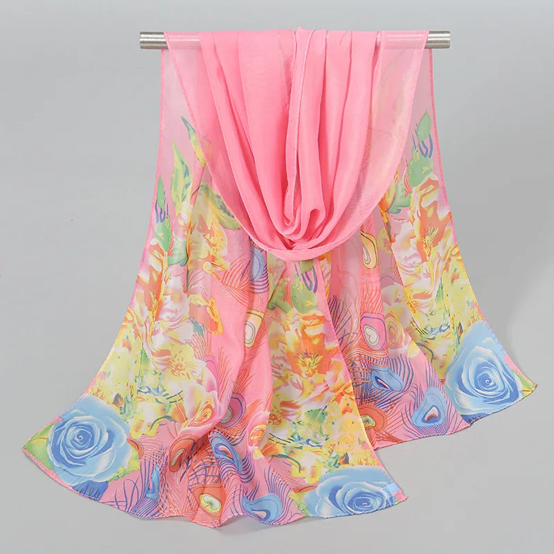 Ethnic New Chiffon Scarf For Women Summer Print Thin Sunscreen Scarves Soft Shawl Foulard Viscose Autumn Female Wrap Shawls