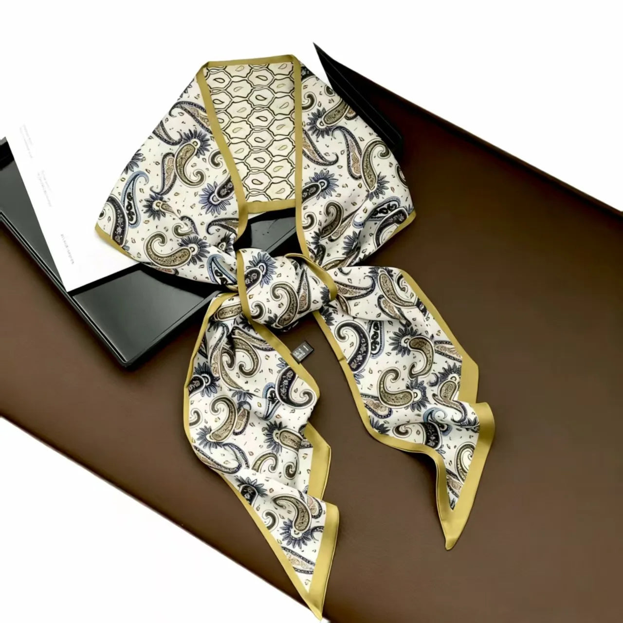 New Long Silk Scarf Women Luxury Paisley Print Headband Soft Satin Scarves Hands Bag Ribbon Foulard Hijab Neckerchief Headband