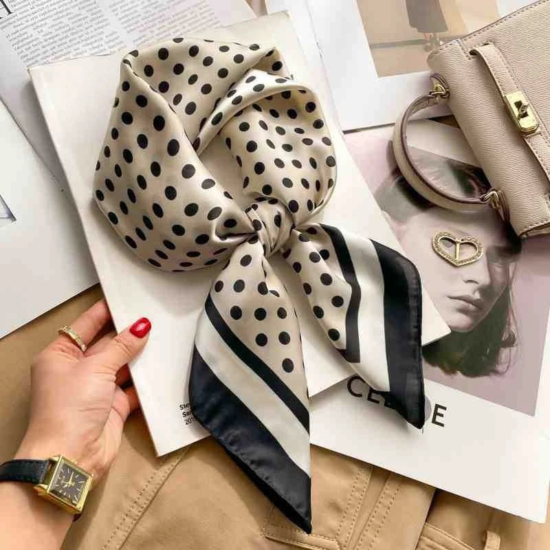 70cm Leopard Print Silk Square Scarf for Women Satin Shawl Fashion Wraps Neckerchief Female Hair Bands Ribbon Headband Bandana