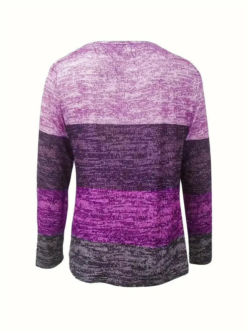 Autumn and Winter European and American Popular V Neck Zipper Splicing Long-Sleeved Printed Burnt Flower Women's T-Shirt fo - emogogo