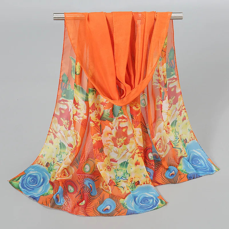 Ethnic New Chiffon Scarf For Women Summer Print Thin Sunscreen Scarves Soft Shawl Foulard Viscose Autumn Female Wrap Shawls
