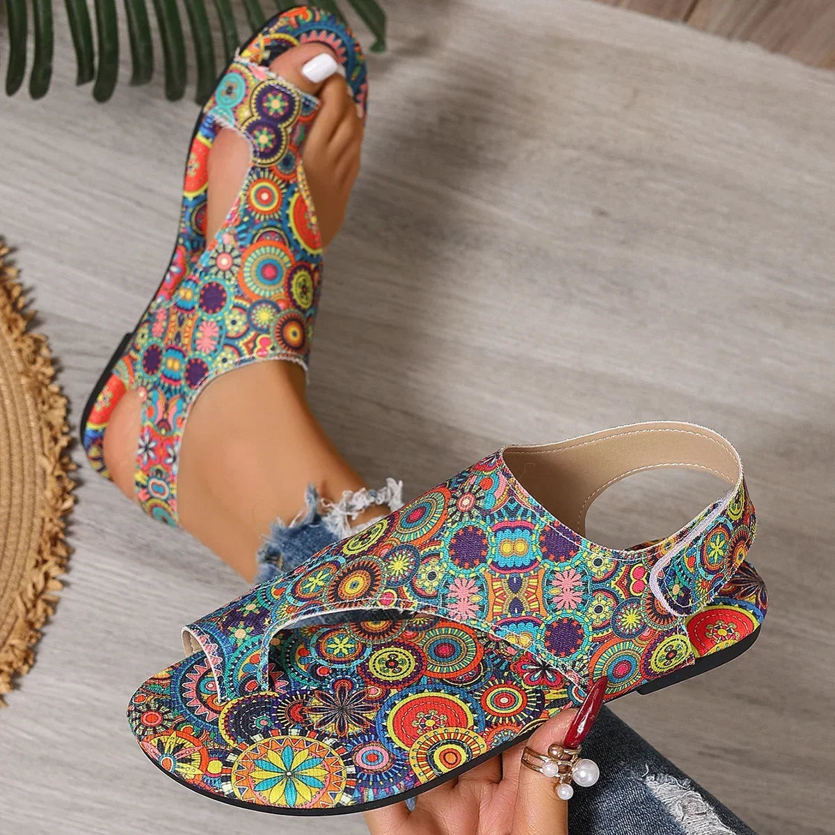 Women Flat Sandals Comfortable Flats Sandals Printed Bohemia Roman Style Shoes for Women Fashion Shoes Sandalias De Mujer