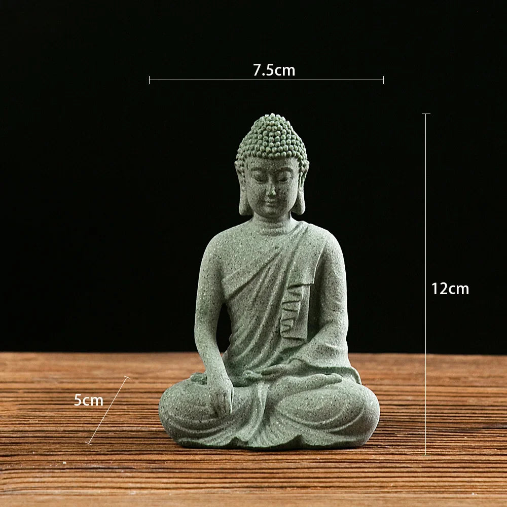 Garden Buddha Stone Statue Mini Buddhist Monks Buddha Sculpture Ornaments Household Craft Ornament for Office Garden Decor
