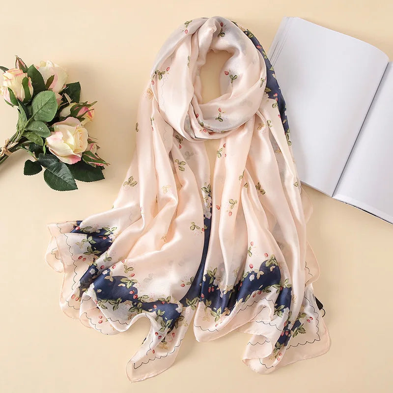 Green Peacock Feather Hijab Summer Beach Pareo Silk Scarf Women Luxury Bandana Soft Long Foulard Femme Designer Bufandas Mujer