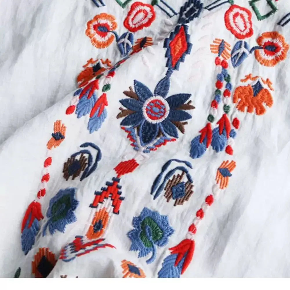 Embroidery Cotton Women Shirt Summer & Spring Blouse Tops Clothes for Women Clothing - emogogo