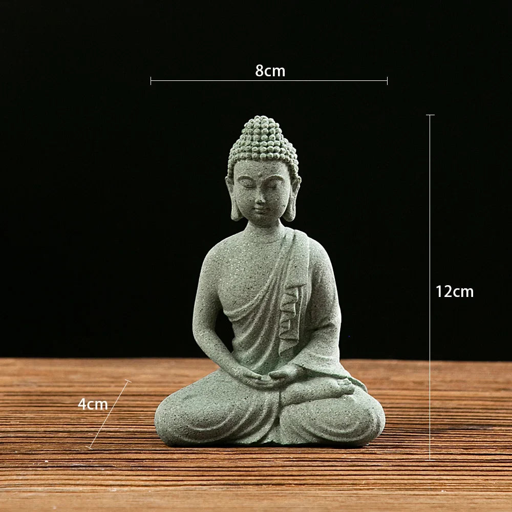 Garden Buddha Stone Statue Mini Buddhist Monks Buddha Sculpture Ornaments Household Craft Ornament for Office Garden Decor