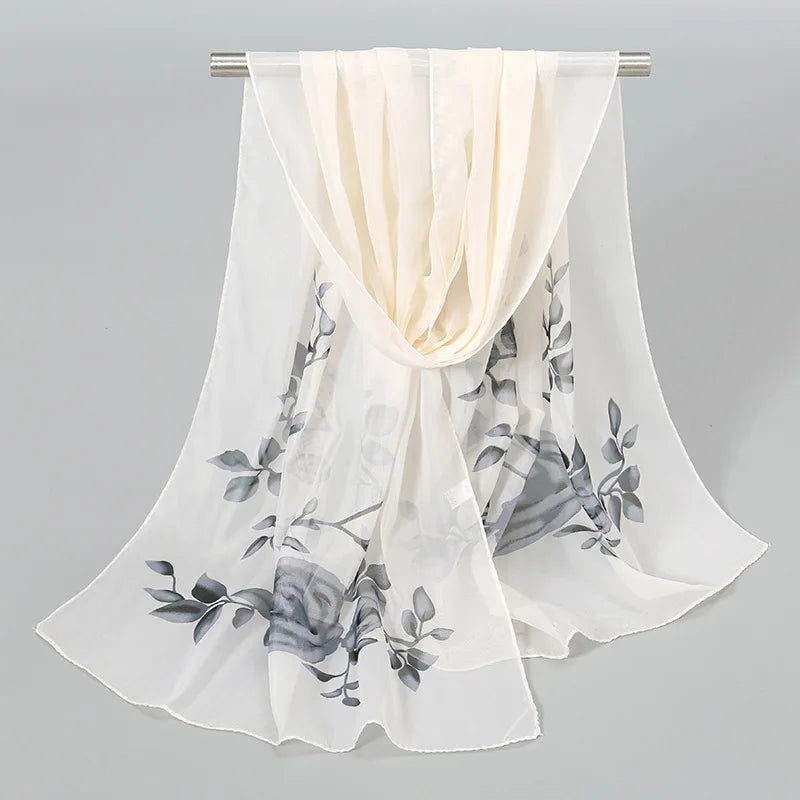 Ethnic New Chiffon Scarf For Women Summer Print Thin Sunscreen Scarves Soft Shawl Foulard Viscose Autumn Female Wrap Shawls