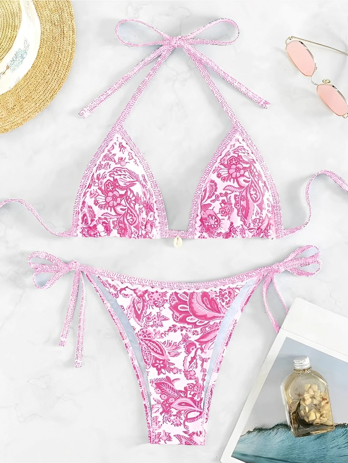 2025 Halter String Triangle Two Piece Bikini Women Swimwear Female Swimsuit Bathers Bathing Swimming Suit Beachwear Summer