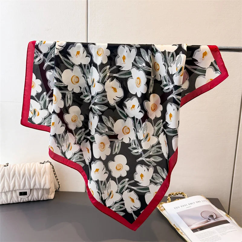 Luxury New Printed Scarves Women's Silk Scarf Spring and Summer Floral Decorations Small Neckties Hairbands Bags Wholesale