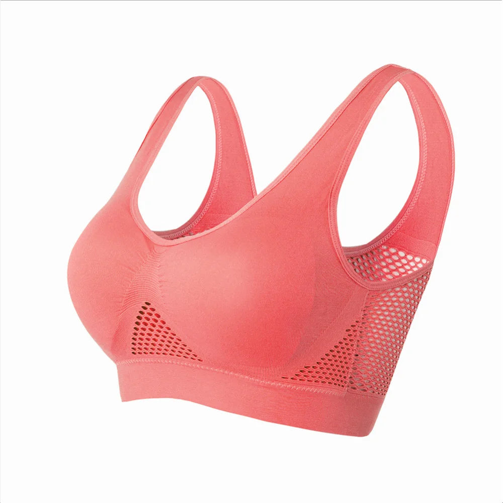 Seamless Mesh Women Sports Bras Fitness Gym Running Underwear Shockproof Bra Wireless 6XL Plus Size Crop Top Breathable Yoga Bra