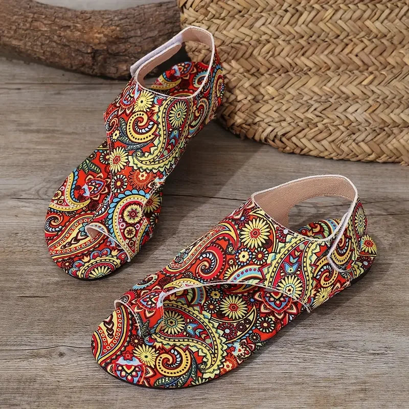 Women Flat Sandals Comfortable Flats Sandals Printed Bohemia Roman Style Shoes for Women Fashion Shoes Sandalias De Mujer