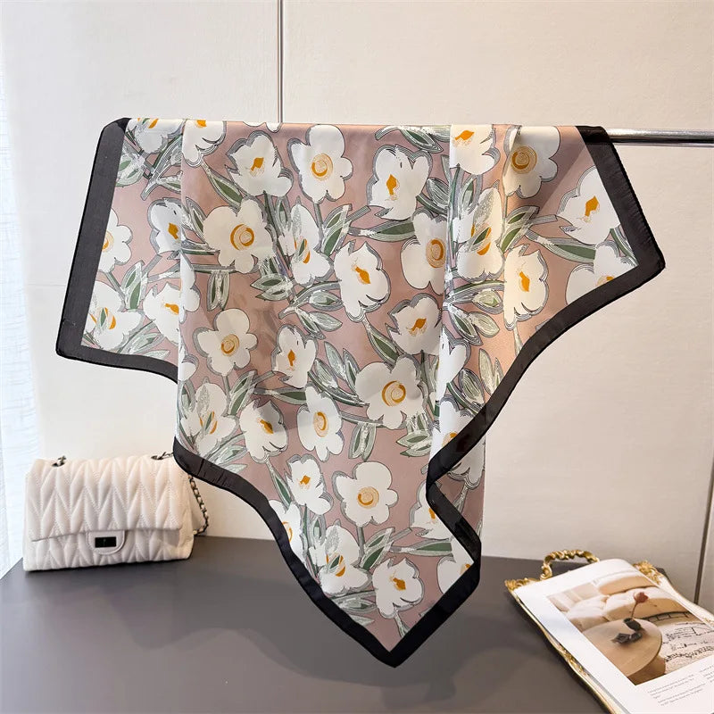 Luxury New Printed Scarves Women's Silk Scarf Spring and Summer Floral Decorations Small Neckties Hairbands Bags Wholesale
