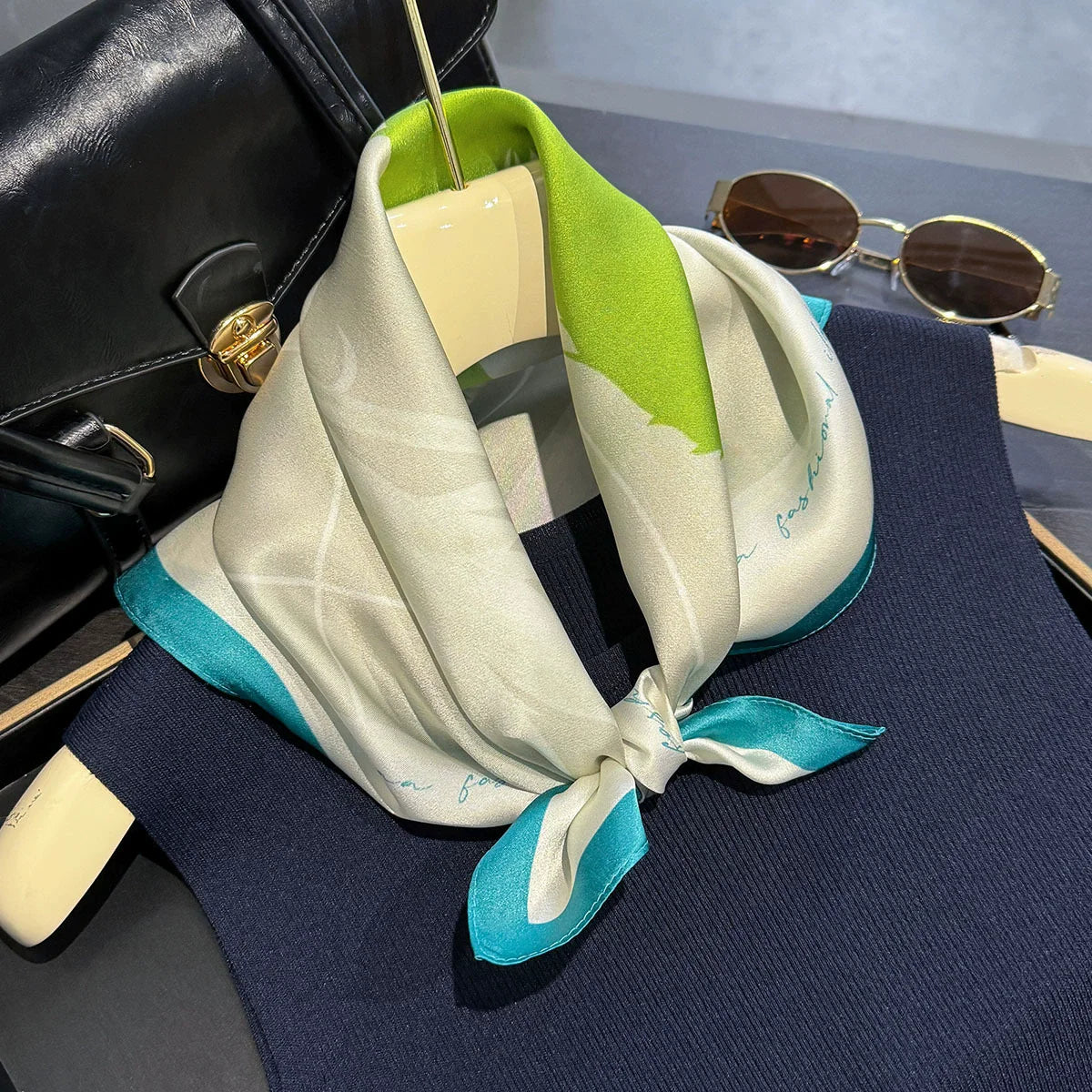 2025 New 100% Pure Silk Scarf Women Neck Hair Foulard Bandana Square Small Headband Hijab Print Poncho Scarves Pashmina