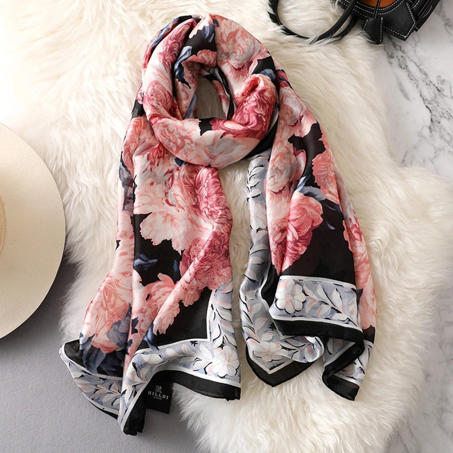 Green Peacock Feather Hijab Summer Beach Pareo Silk Scarf Women Luxury Bandana Soft Long Foulard Femme Designer Bufandas Mujer
