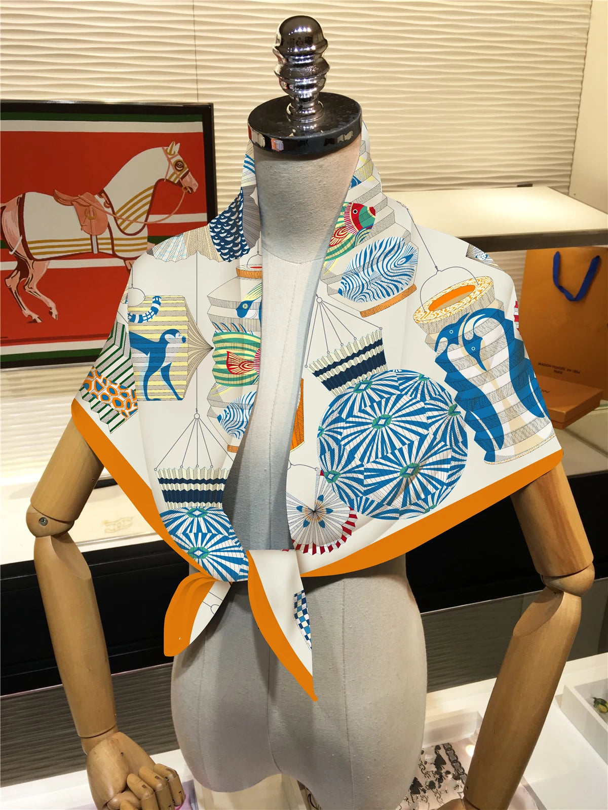 90cm Bohemian Style Twill Silk Scarf Shawl 2024 Brand Square Scarf Women Hijab Luxury Bandana Foulard Neckerchief Head Scarves