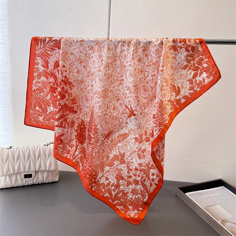 Luxury New Printed Scarves Women's Silk Scarf Spring and Summer Floral Decorations Small Neckties Hairbands Bags Wholesale