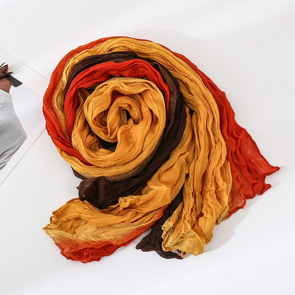 Women's Gradient Color Linen Scarf for Travel Fashionable Versatile Casual Windproof Sand Proof Headscarf Women's Shawl