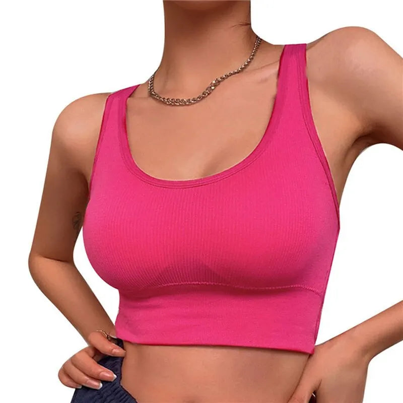 Summer Fashion Sexy Crop Top Women Bra Hollowed Back Cross Strap Yoga Sports Bra Breathable Underwear Female Fitness Vest