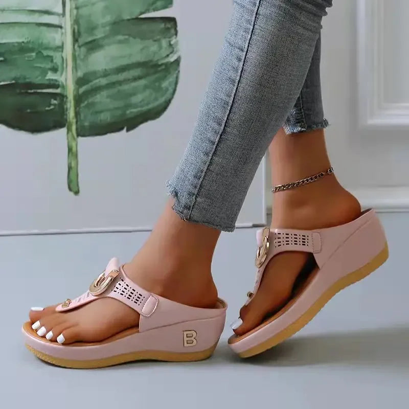 Summer Sandals Women 2024 Big Size Platform Sandals Wedges Flip Flops Comfortable Slippers Ladies Non-Slip Open Toe Beach Shoes