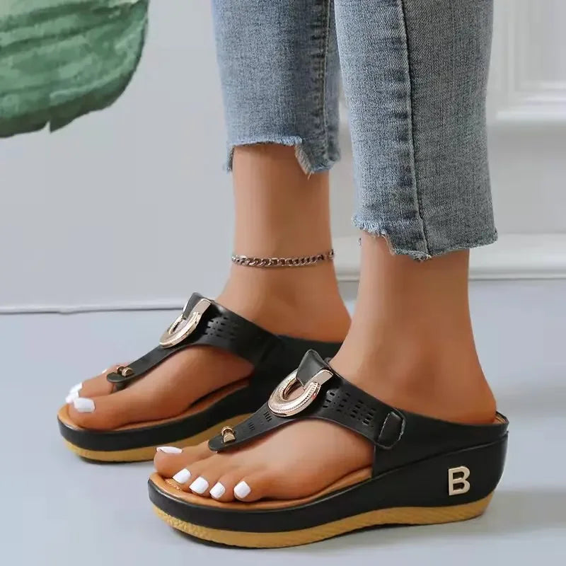 Summer Sandals Women 2024 Big Size Platform Sandals Wedges Flip Flops Comfortable Slippers Ladies Non-Slip Open Toe Beach Shoes