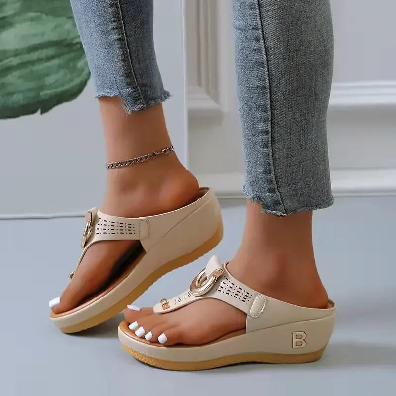 Summer Sandals Women 2024 Big Size Platform Sandals Wedges Flip Flops Comfortable Slippers Ladies Non-Slip Open Toe Beach Shoes