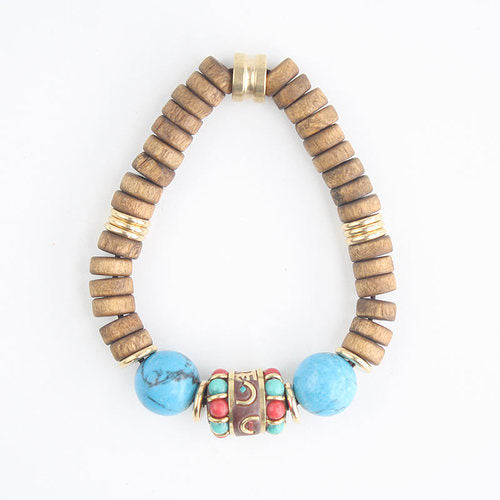 Retro Turquoise Ethnic Nepalese Handmade Bracelets, Personalized Women's Artistic Gifts