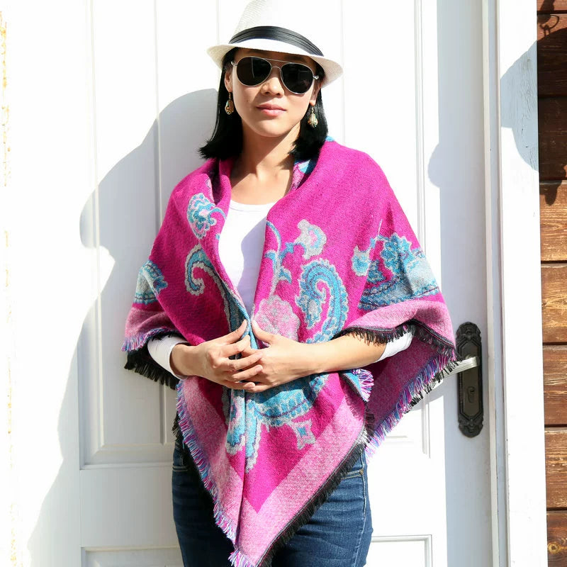 Nepal Vintage Printed Shawl Women's Imitation Cashmere Warm Ethnic Style Tibetan Scarf