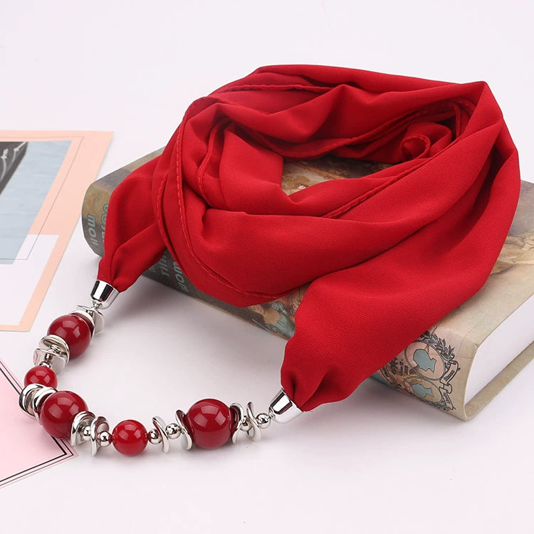 Silk Scarf Necklace Ethnic Style Scarf Creative Women's Neck Cover Women's Spring and Summer Scarf Decorative Clothing Accessories