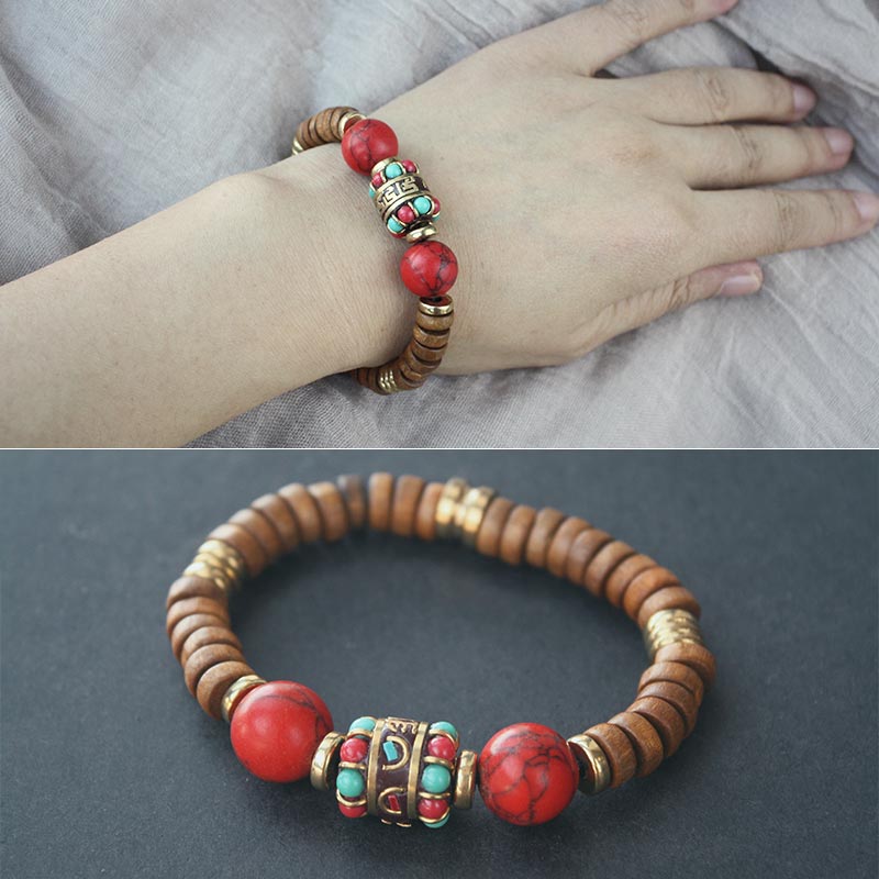 Retro Turquoise Ethnic Nepalese Handmade Bracelets, Personalized Women's Artistic Gifts