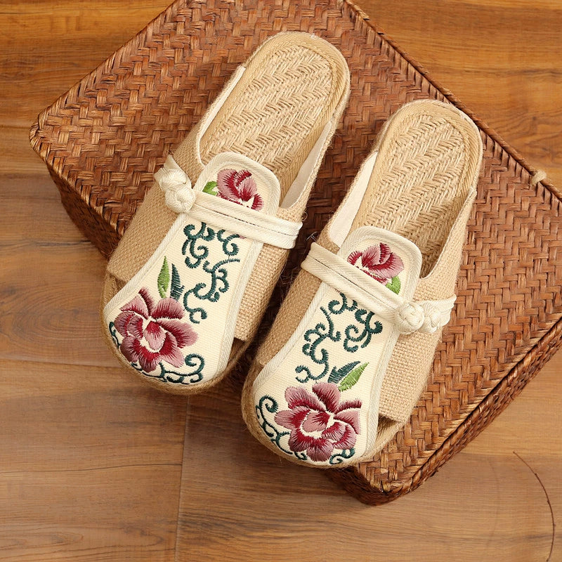 Women's Old Cloth Shoes Women's Slippers Linen Comfortable Soft Sole Home Slippers Non Slip Flat Shoes