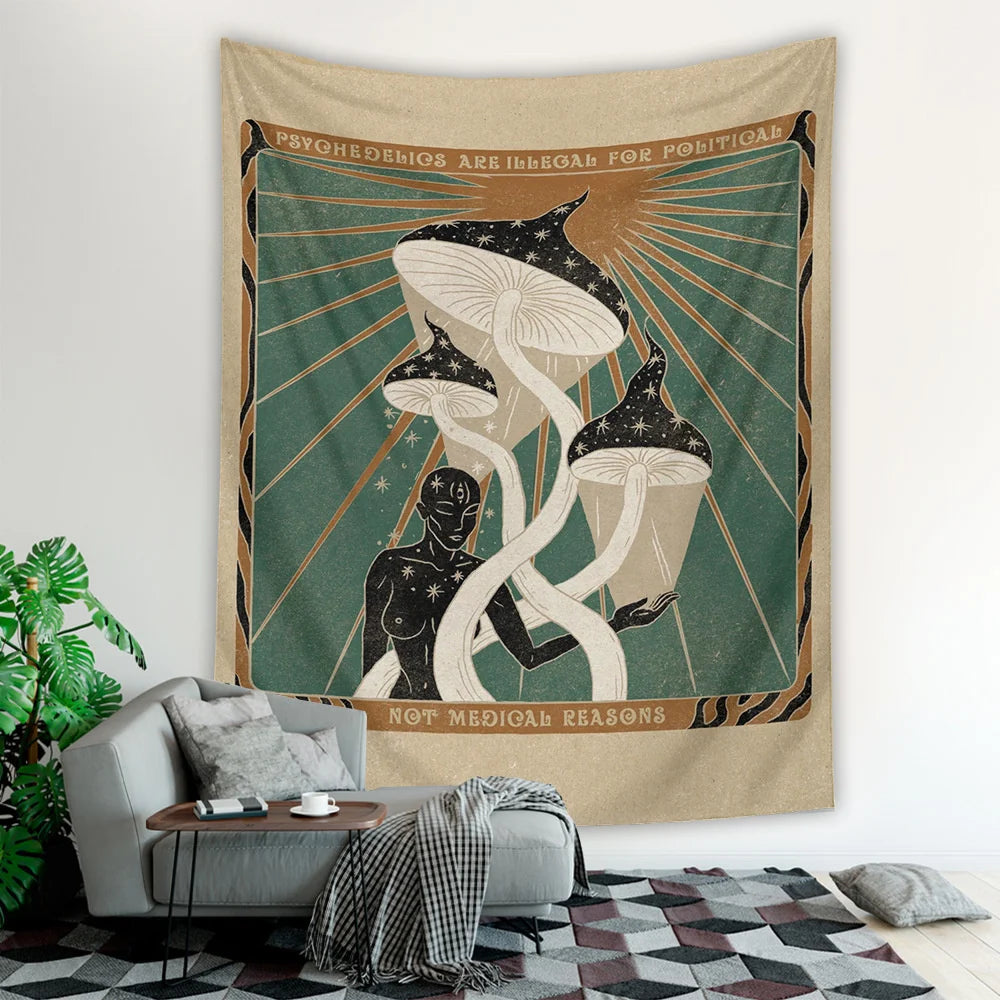 Tarot Card Alien Tapestry Wall Hanging Mandala Boho Witchcraft Bohemian Style Decoration Mattress Dorm Room Poster Tapestry