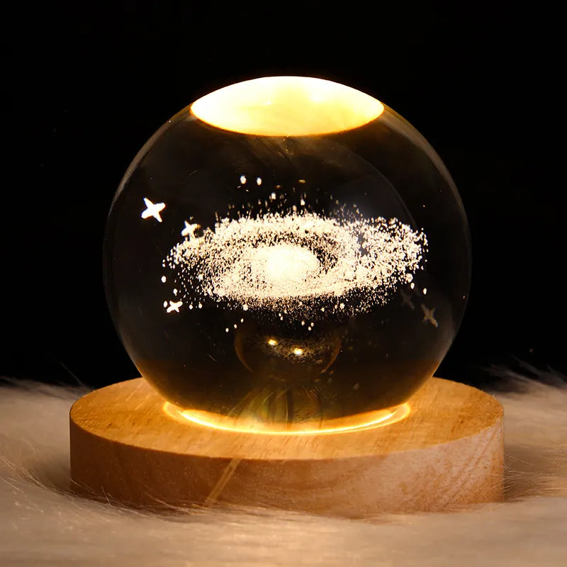 USB LED Night Light Galaxy Crystal Ball Table Lamp 3D Planet Moon Lamp Bedroom Home Decor for Kids Party Children Birthday Gifts