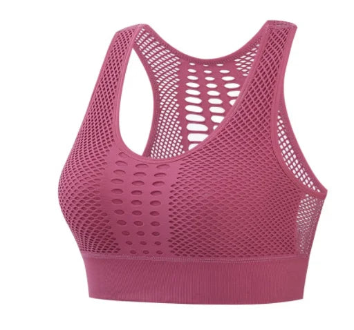 Women Breathable Active Bra Sports Bra Sexy Mesh Sports Top Push Up Gym Fitness Underwear Female Seamless Running Yoga Bra