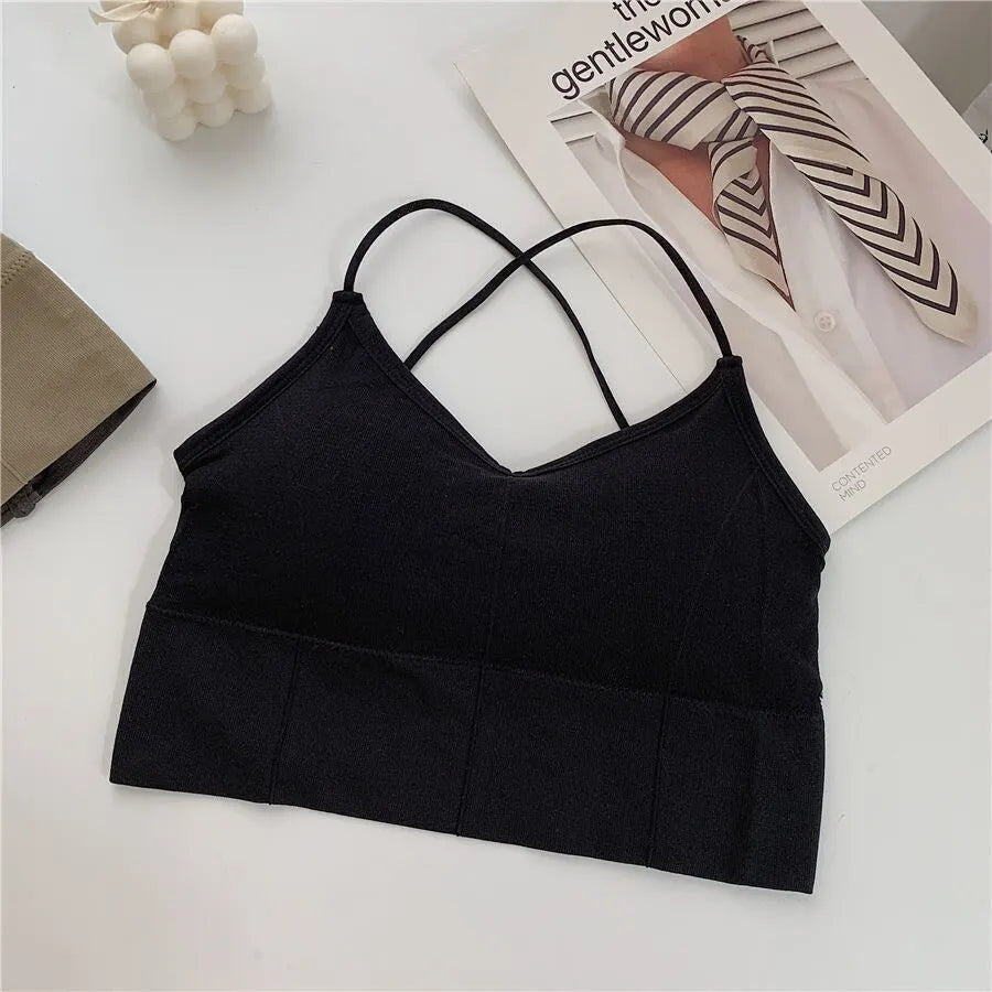 Women Cross Strap Sports Bra Top Women Push Up Sport Bra Yoga Gym Crop Top Brassiere Fitness Top Sport Bra Breathable Bras