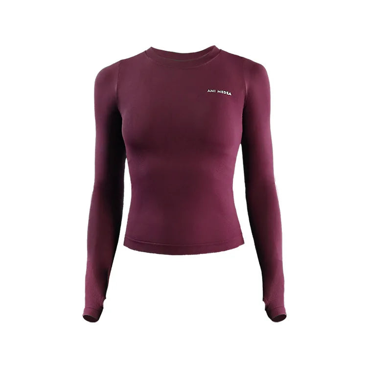 Women's Long Sleeve Top Yoga Shirts Running T-Shirt Workout Fitness Gym Sports Top Training Crop Top Solidcolor