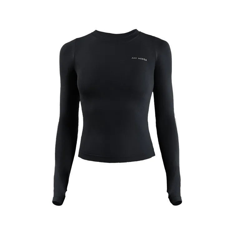 Women's Long Sleeve Top Yoga Shirts Running T-Shirt Workout Fitness Gym Sports Top Training Crop Top Solidcolor