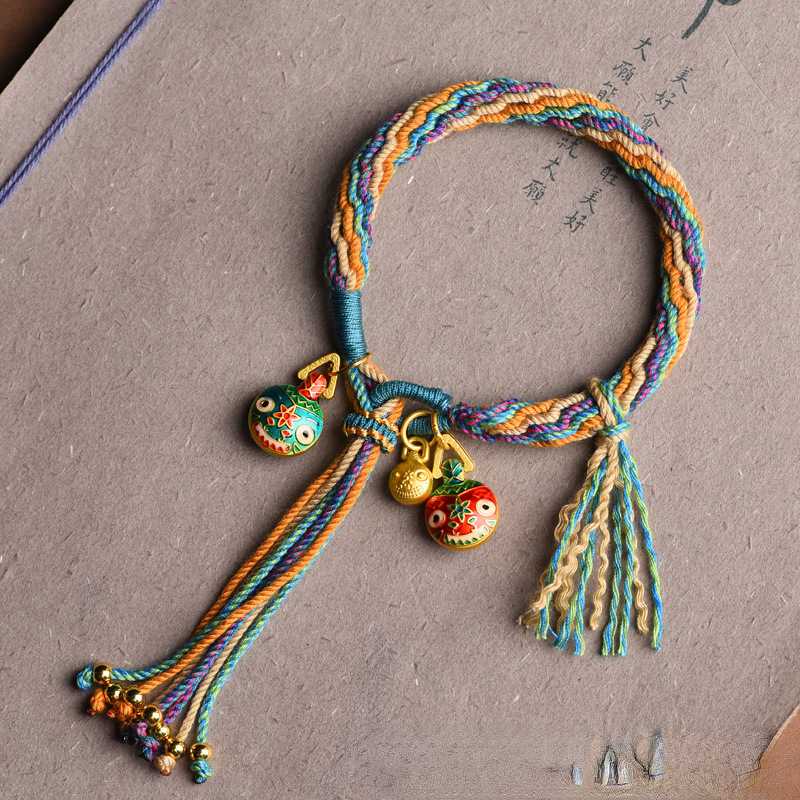 Handwoven Tibetan Style Cotton Rope Reincarnation Jewelry Bracelet Swallowing Gold Beast Hand Rope Bracelet