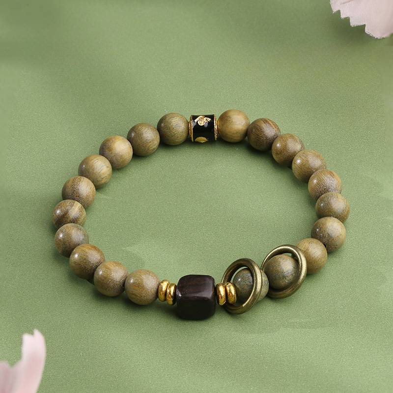 Potala Palace Green Sandalwood Bracelet Women's Buddha Beads Rosary Plate Play Wooden Unpopular Bracelet Men Women