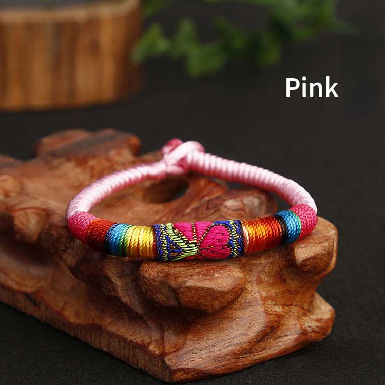 New Featured Handwoven Bracelet with Ethnic Style Embroidery Colorful Thread Bracelet for Men and Women