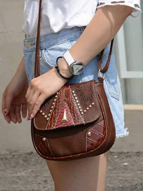 Boho Fashion Mini PU Rivet Shoulder Bag