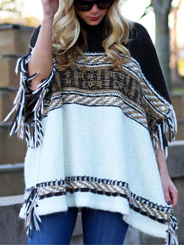 Winter Striped Round Neck Long Sleeves Sweater Tops