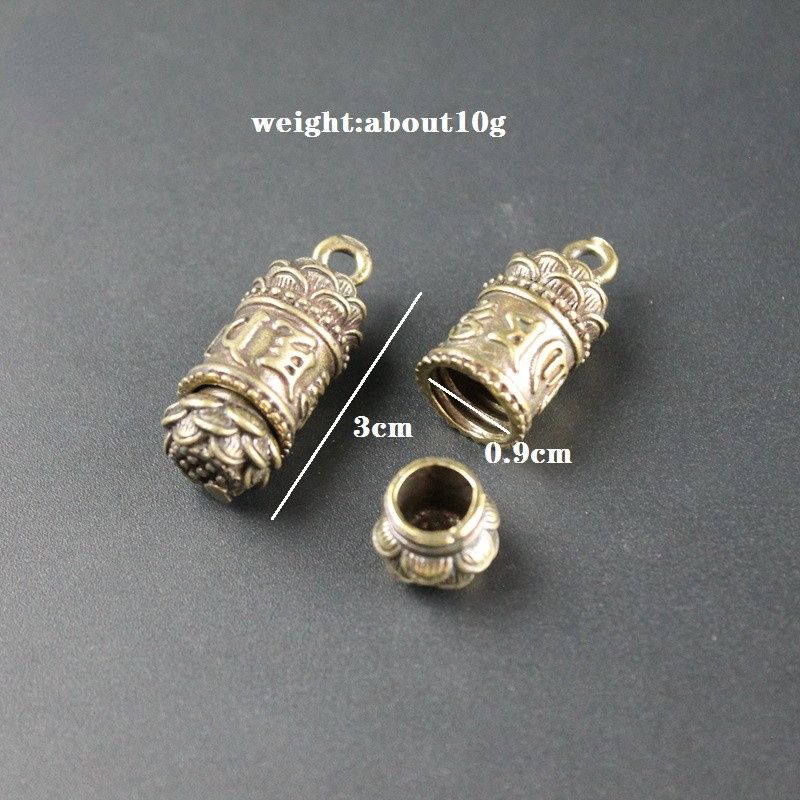 Brass Buddha Sutra Cylinder Pendant Keychain Hanging Necklace Jewelry Pill Box Medicine Case Container Bottle Keychains