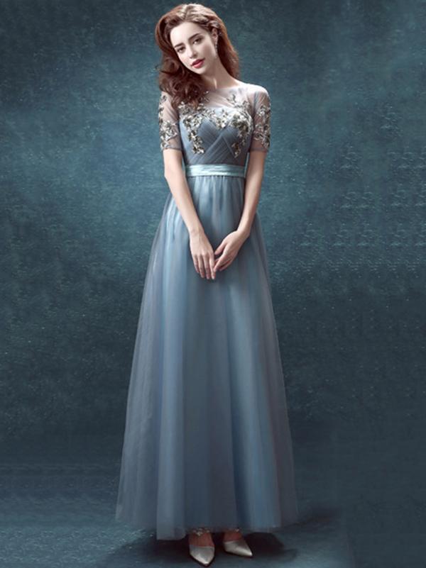 Veil Backless Split-side Evening Dress