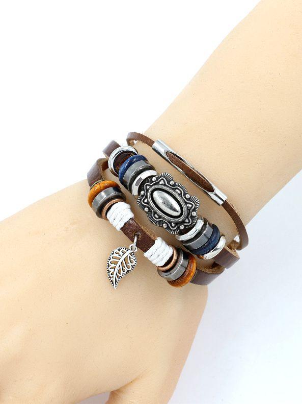 Beaded Leather Bracelet Adjustable Leather New Bracelet Jewelry