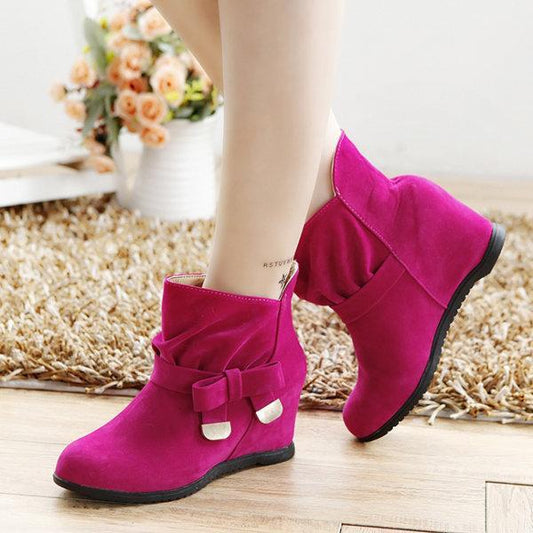 Ankle Metal Butterfly Knot Heel Increasing Slip On Boots