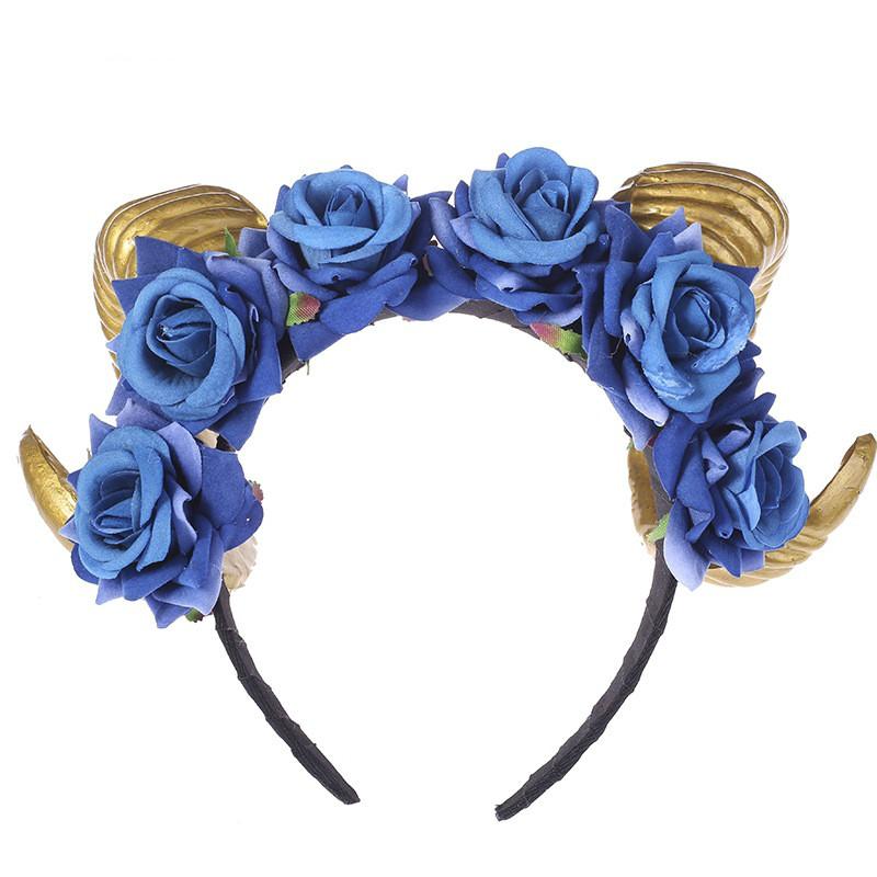 Velvet Rose Black Horn Wide Hair Hoop Animal Headband Halloween Headdress