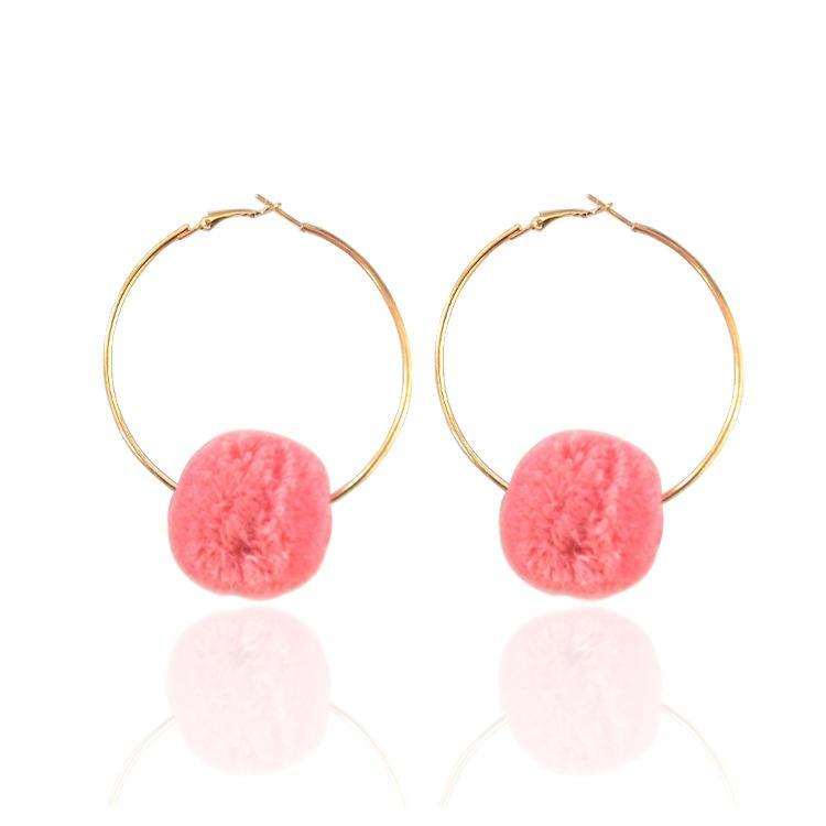 Big hoop earrings ethnic pompom earrings for women charm BOHO bohemia style