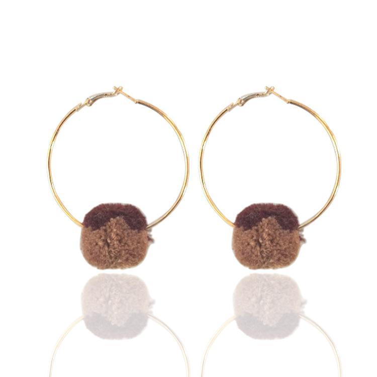 Big hoop earrings ethnic pompom earrings for women charm BOHO bohemia style