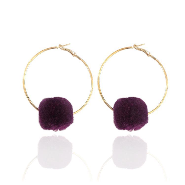 Big hoop earrings ethnic pompom earrings for women charm BOHO bohemia style