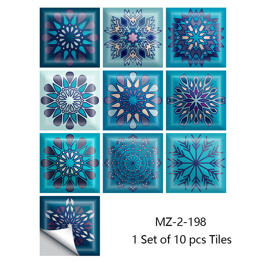 10/15cm Mandala Crystal Hard Film Tiles Wall Stickers Kitchen Bathroom Wardrobe Decoration Art Mural Waterproof PVC Wall Decals